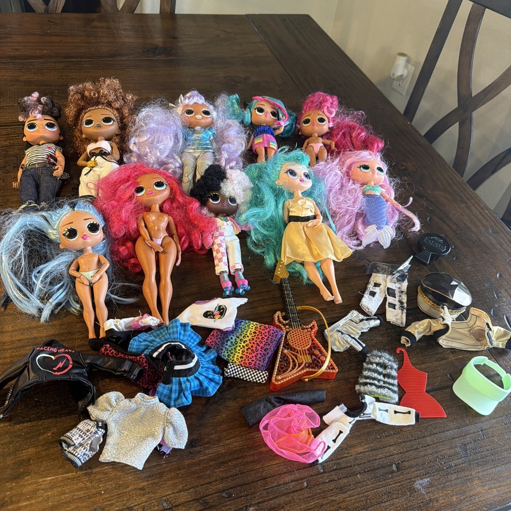 LOL Surprise OMG Doll Lot 10 Fashion Dolls Clothes Accessories MGA